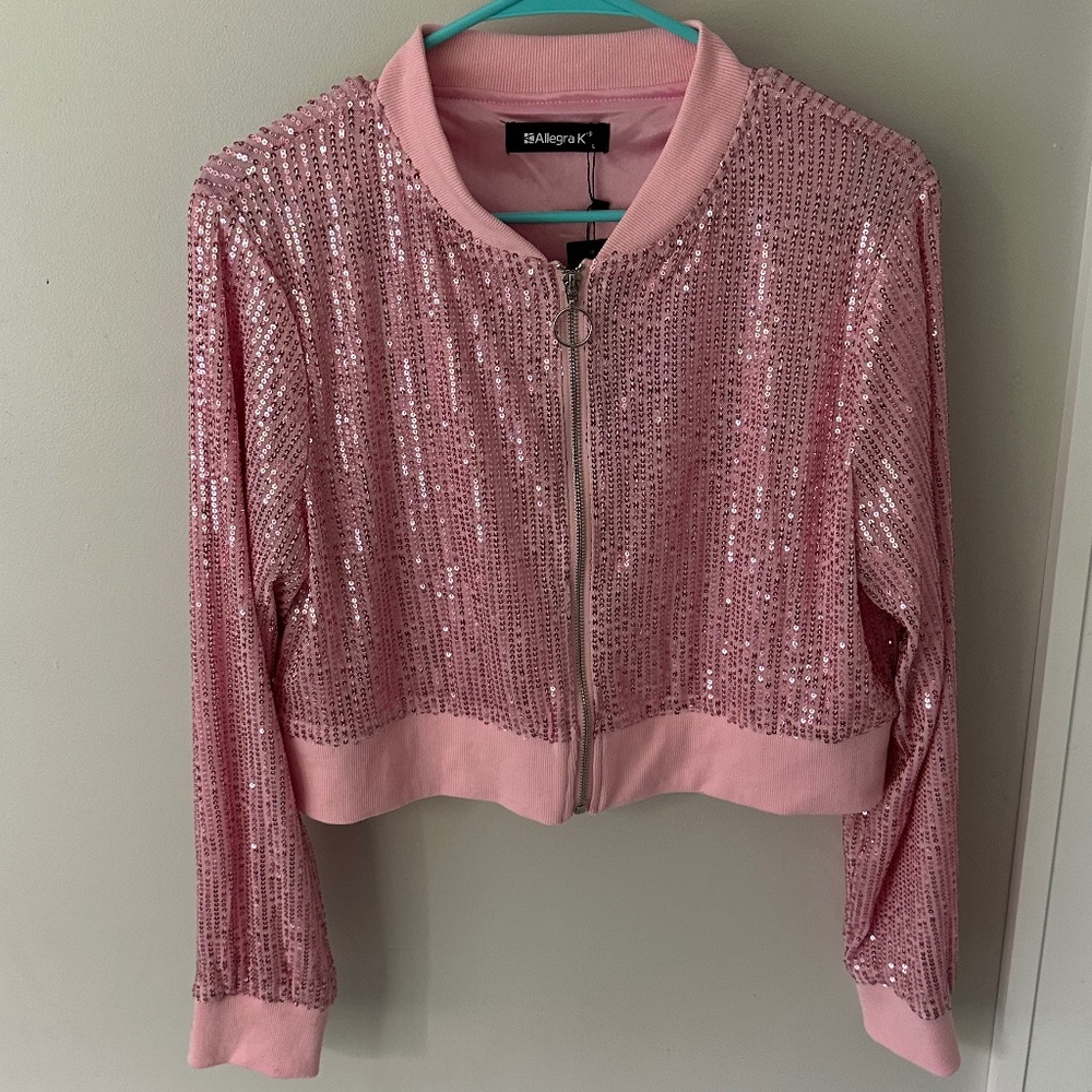 Women’s Pink Sequin Bomber Jacket